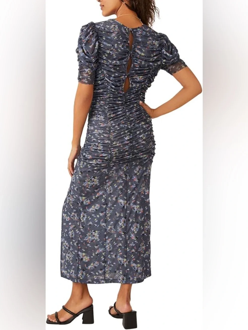AG26 Free People Briella Midi Dress in Navy Combo Floral Print